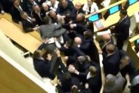 Aksi pergaduhan mereka di dewan. Foto: TV Pirveli