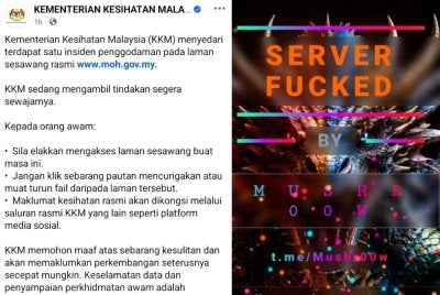 KKM memuat naik hantaran mengesahkan laman web rasmi kementerian telah digodam.