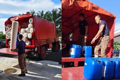 Anggota JBPM melaksanakan gotong-royong membantu penduduk pada pasca banjir di RTB Bukit Changgang, Kuala Langat pada Sabtu. Foto: JBPM SELANGOR