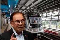 Projek Transit Aliran Ringan 3 (LRT3) Laluan Shah Alam dari Bandar Utama ke Johan Setia sepanjang 37.8 kilometer (km) siap sepenuhnya dan sedia untuk beroperasi. Gambar kecil : Anwar Ibrahim