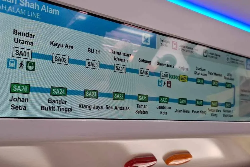 Laluan stesen yang dipaparkan dalam LRT