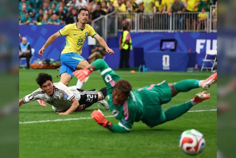 Benteng pertahanan Jepun akhirnya runtuh pada minit akhir masa tambahan menerusi Gabriel Martinelli sekali gus menghantar Brazil ke pusingan 16. Foto Agensi