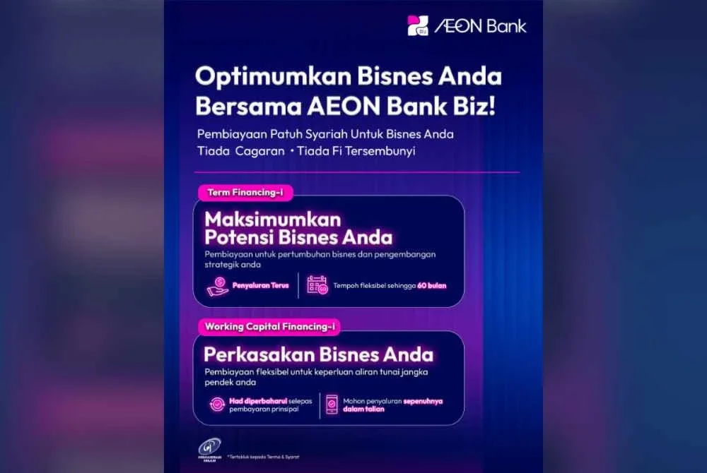 AEON Bank memperluaskan fasiliti pembiayaannya dengan Term Financing-i dan Working Capital Financing-i di bawah segmen Perbankan Perniagaan, AEON Bank Biz.