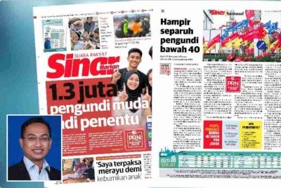 Sinar Harian pada Selasa melaporkan blok mengenai pengundi muda dan pemilih kali pertama dijangka muncul sebagai penentu utama di kerusi sengit pada PRN Johor ke-16. Gambar kecil: Mohamad Tawfik