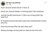 Hantaran dakwaan wujud penipuan terhadap waris keluarga apabila pengendali van jenazah berkenaan mengenakan bayaran walaupun pada mulanya dikatakan percuma.