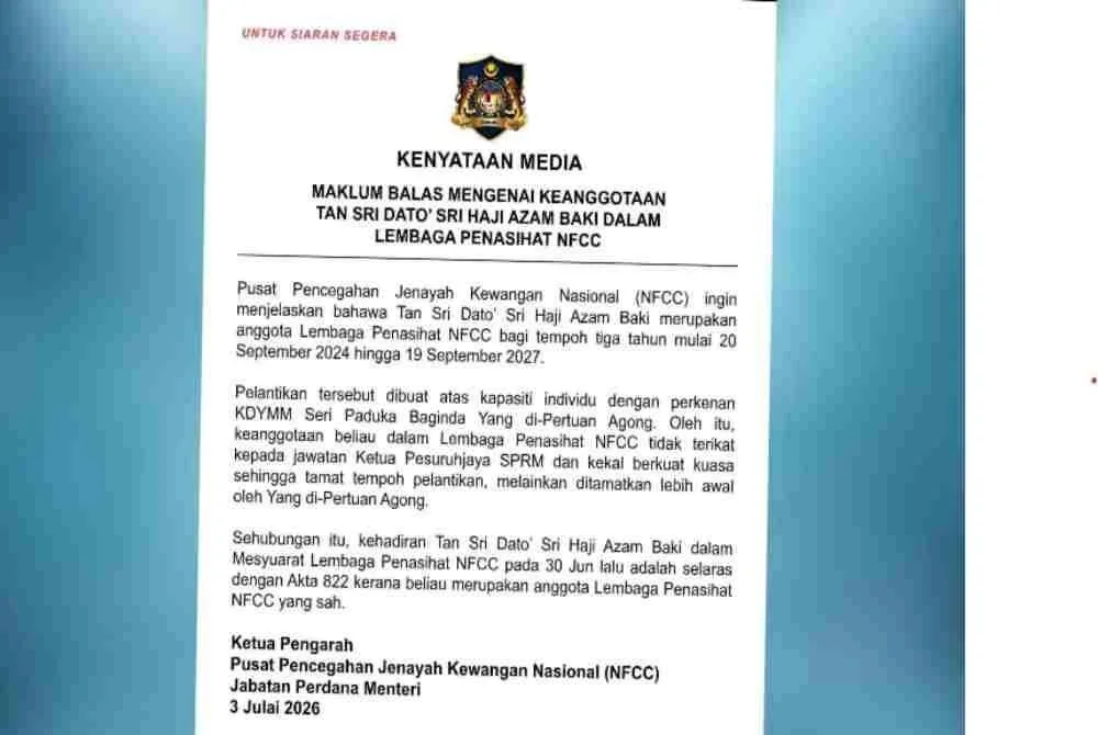 Kenyataan dikeluarkan NFCC pada Jumaat.