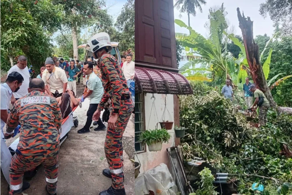 Mangsa yang cedera diserahkan kepada pihak KKM dalam kejadian di Jalan Batu Hampar, Kampung Matang Keramat kira-kira jam 10 pagi Jumaat. - Foto Bomba
