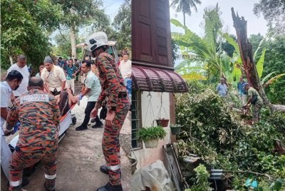 Mangsa yang cedera diserahkan kepada pihak KKM dalam kejadian di Jalan Batu Hampar, Kampung Matang Keramat kira-kira jam 10 pagi Jumaat. - Foto Bomba