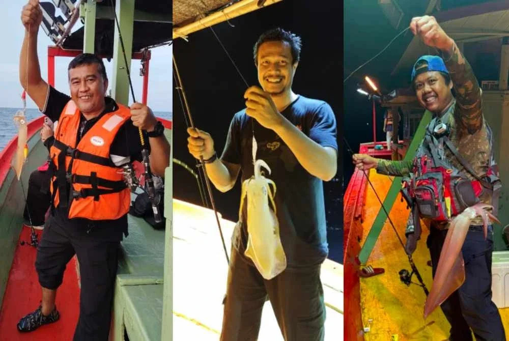 Antara ahli Rehab Anglers yang berjaya menaikkan sotong.