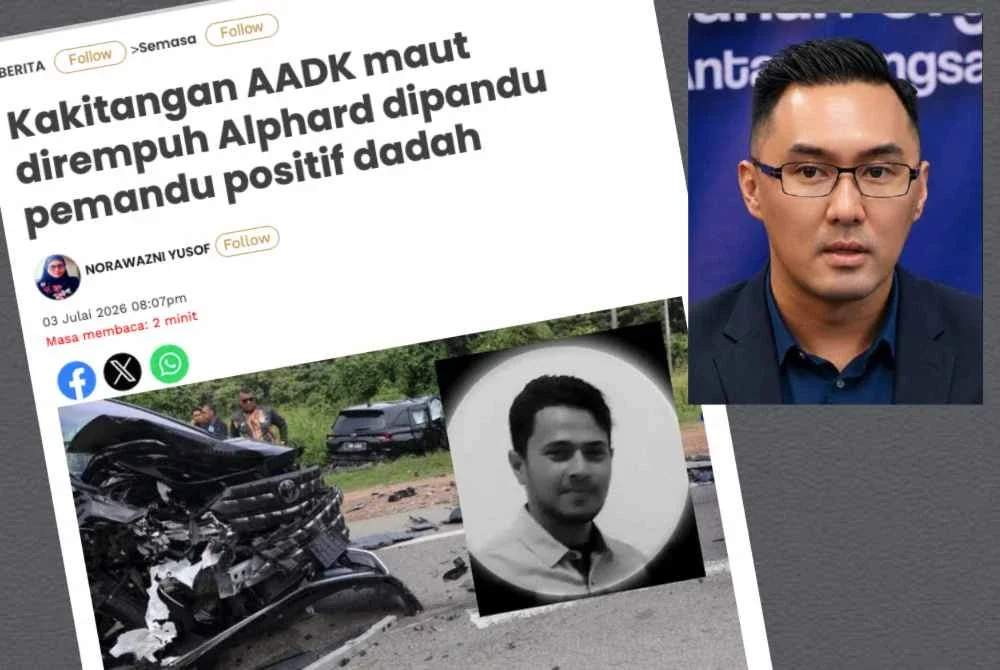 Laporan SInar Harian pada Jumaat berhubung kematian seorang kakitangan AADK yang dirempuh oleh pemandu positif dadah. GAMBAR KECIL: Daniel