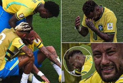 Neymar rebah dan menangis teresak-esak selepas Brazil disingkirkan Norway dalam aksi pusingan 16. - FOTO: Agensi