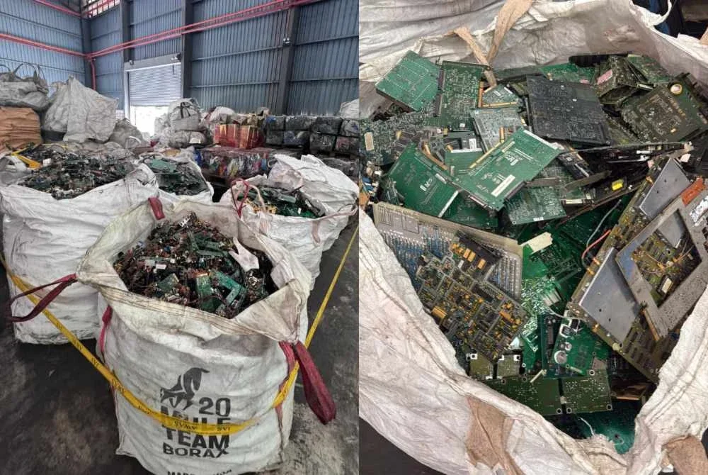 Antara barangan e-waste yang dirampas dalam operasi yang dijalankan pada Ahad.