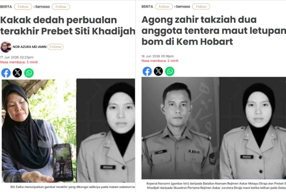Laporan Sinar Harian mengenai insiden letupan di Kem Hobart.