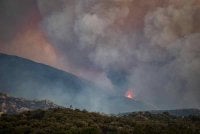 Kepulan asap tebal menyelubungi kawasan Aspres di Pyrenees-Orientales, selatan Perancis, ketika kebakaran hutan merebak pantas. FOTO:AFP