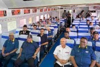 Abu Bakar (dua dari kiri) meninjau sendiri simulasi perjalanan laluan laut antarabangsa Kuala Perlis - Satun pada Isnin. Foto: FB Abu Bakar Hamzah