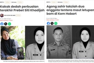 Laporan Sinar Harian mengenai insiden letupan di Kem Hobart.