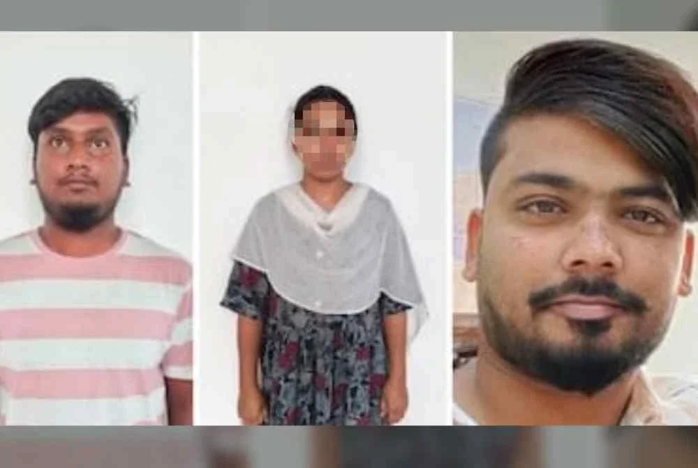 Selepas percubaan bunuh kali pertama gagal, suspek (tengah) membunuh untuk kali kedua dengan cara menyuntik cecair pencuci tandas ke dalam salur darah suaminya. Foto NDTV