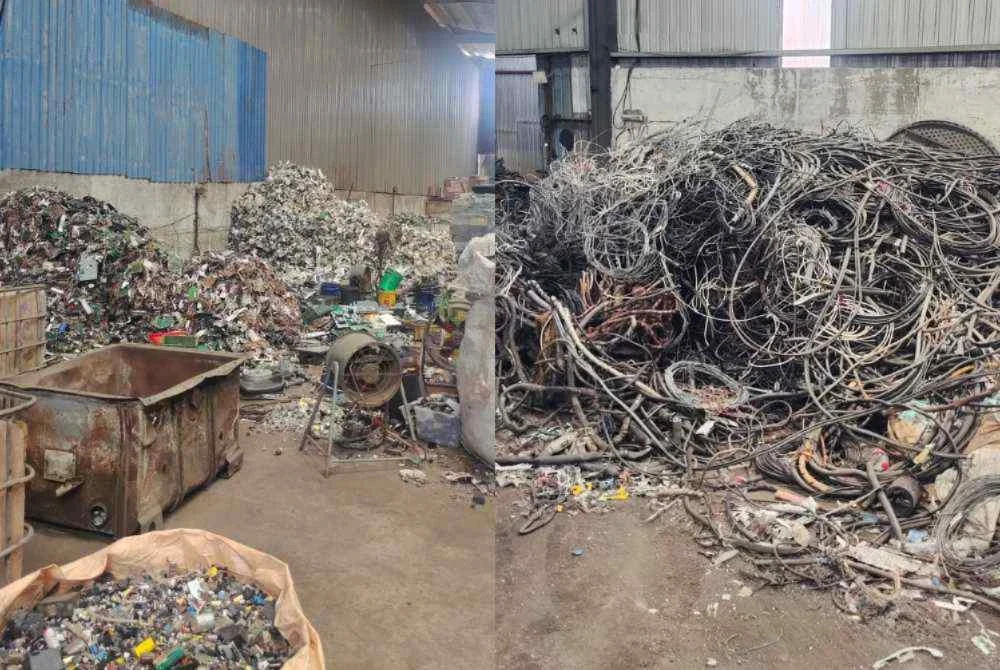 Antara rampasan e-waste di sebuah kilang di Telok Panglima Garang, Kuala Langat pada Selasa. Foto PPM