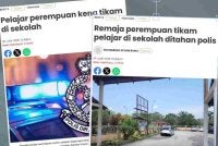 Laporan Sinar Harian pada Isnin mengenai kes pelajar perempuan ditikam di sekolah.