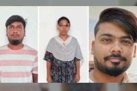 Selepas percubaan bunuh kali pertama gagal, suspek (tengah) membunuh untuk kali kedua dengan cara menyuntik cecair pencuci tandas ke dalam salur darah suaminya. Foto NDTV