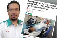 Nik Saiful Adli dan laporan Sinar Harian mengenai kejadian seorang murid Tahun Lima yang terjatuh dari tingkat tiga bangunan sekolah ketika cuba mengambil sarang burung sewaktu sesi KAFA. 