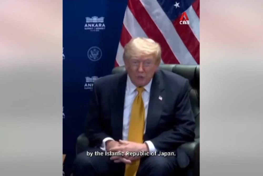 Trump ketika berucap di luar Sidang Kemuncak NATO di Ankara. Foto: CNA