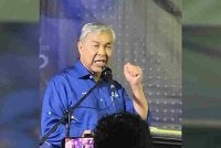 Ahmad Zahid ketika berucap pada Program Ramah Mesra Pengerusi Barisan Nasional bersama pengundi di Iskandar Puteri, pada Rabu.