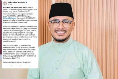 Tangkap layar hantaran Mohd Ashraf di Facebook.