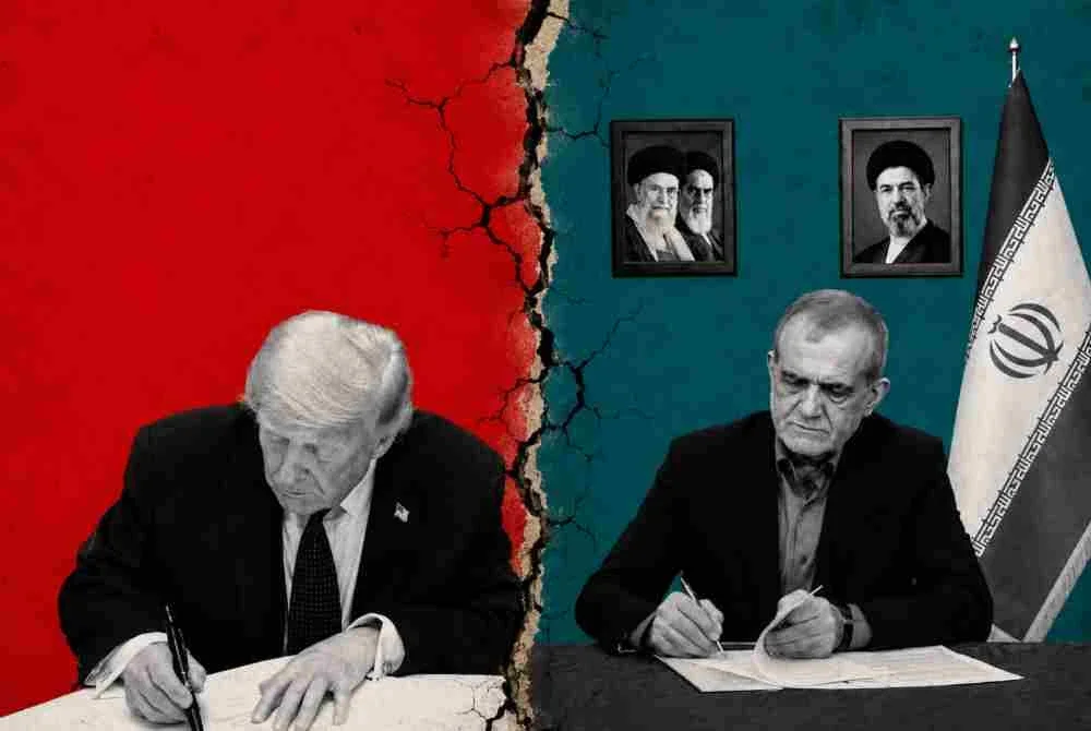 Presiden Donald Trump (kiri) kembali menggunakan kempen tekanan dan ugutan terhadap Teheran selepas memeterai MoU bersama rakan sejawatannya di Iran, Masoud Pezeshkian.