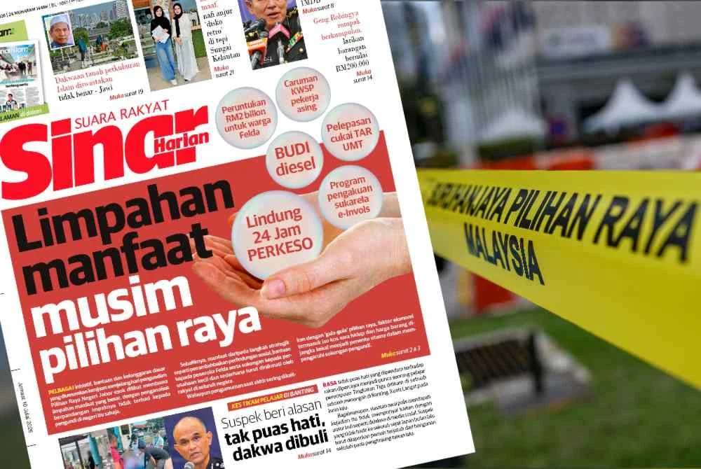 Laporan muka depan Sinar Harian pada Jumaat