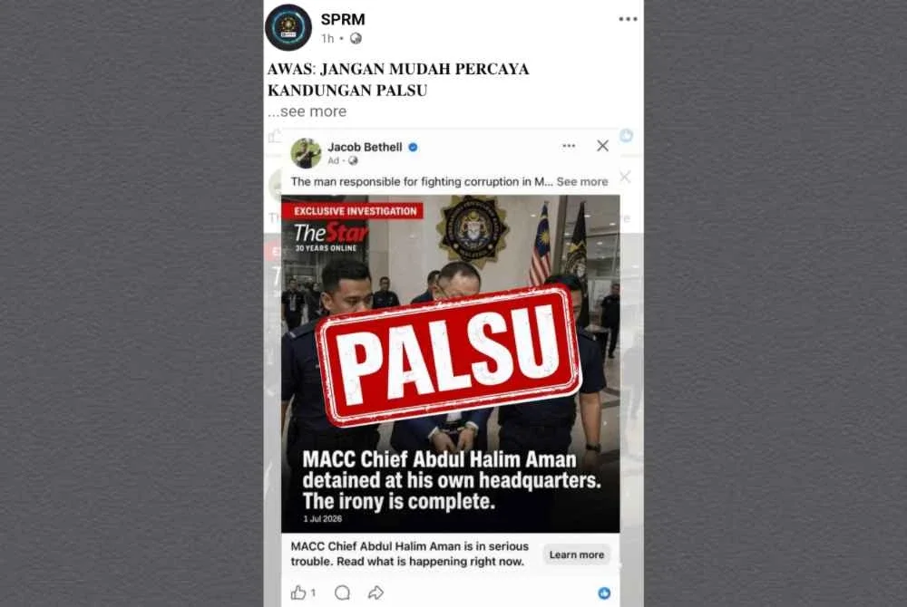 Tangkap layar palsu yang tular di media sosial