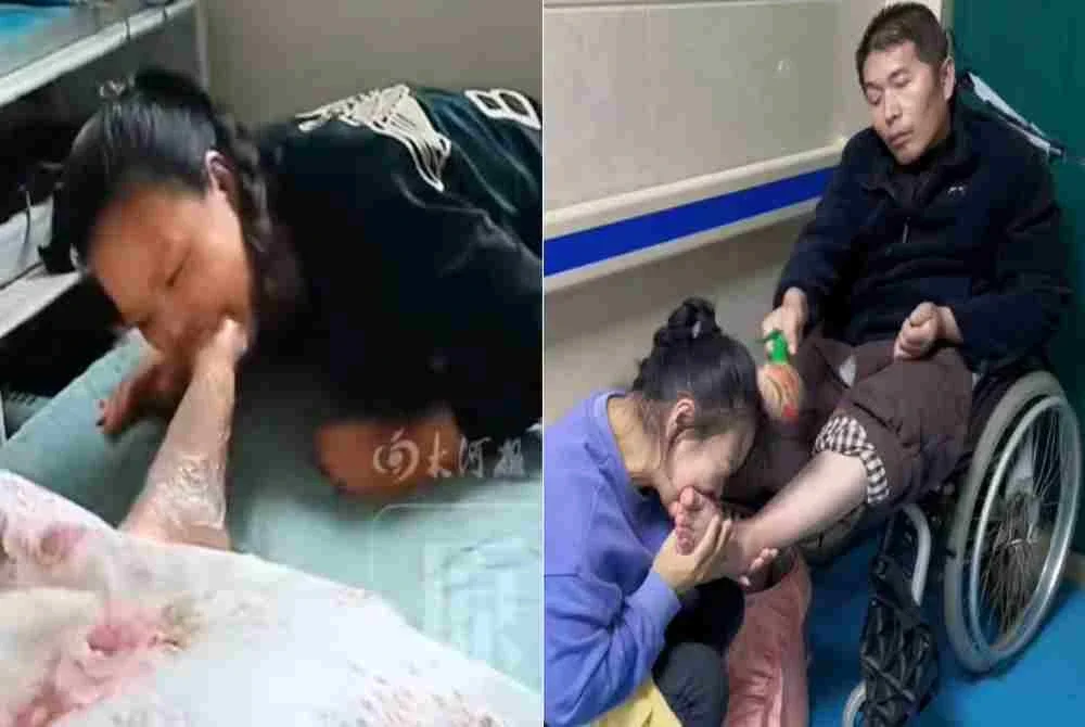 Doktor menyarankan Mei supaya merangsang jari tangan dan jari kaki bagi membantu pemulihan saraf suaminya. - Foto Agensi