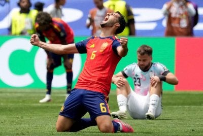 Merino hanya memerlukan tempoh 120 saat untuk meledak gol kemenangan Sepanyol selepas dimasukkan sebagai pemain gantian pada minit ke-86. Foto Agensi