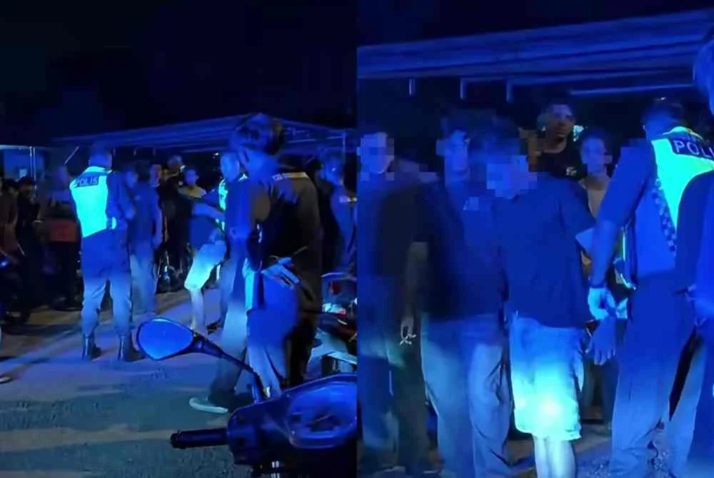 Tangkap layar dari video tular, di mana suspek diserahkan kepada polis untuk tindakan lanjut.