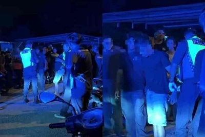 Tangkap layar dari video tular, di mana suspek diserahkan kepada polis untuk tindakan lanjut.