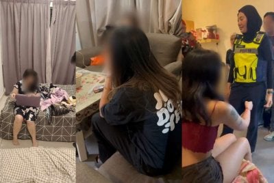 Antara wanita warga asing yang ditahan polis menerusi Op Noda pada Sabtu.