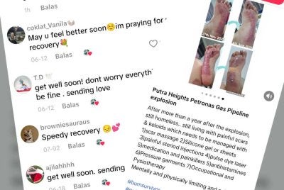 Tangkap layar akaun Tik Tok mangsa dan komen pengguna Tik Tok yang rata-ratanya bersimpati terhadap derita ditanggung mangsa terbabit.