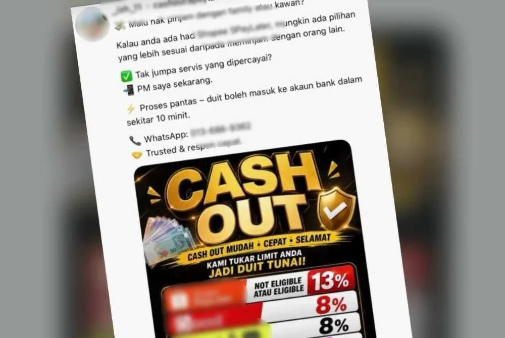 Antara perkhidmatan tunai BNPL yang diiklankan secara berleluasa di platform media sosial