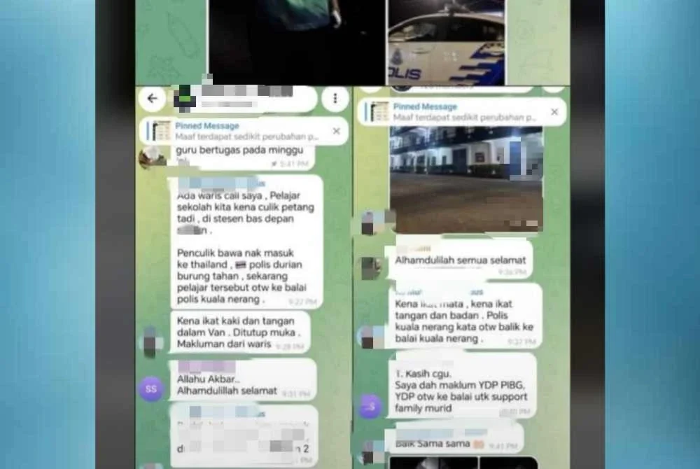 Tangkap layar media sosial yang tersebar berhubung kejadian culik.