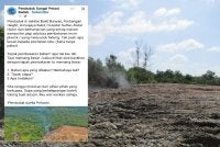 Tangkap layar di media sosial berhubung aduan penduduk. embakaran di lokasi disyaki dilakukan pencari bahan lusuh. Foto JAS