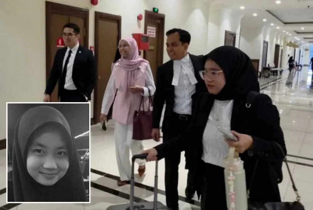 Dr Noor Aishah (dua dari kiri) hadir ke Mahkamah Koroner Kota Kinabalu baru-baru ini bagi memberi keterangan dalam inkues kematian Zara Qairina Mahathir. (Gambar kecil).