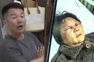 Keadaan Shen (kanan) setelah dipukul menantunya.Jiao (kiri).