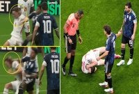 Enzo dilihat sempat menyiku belakang kepala Anderson menyebabkan pemain tengah England itu tersungkur dan menahan kesakitan sambil memegang bahagian belakang kepalanya. Foto: Agensi 