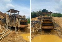Antara jentera disita hasil serbuan di kawasan lombong haram di Kampung Pulai di Gua Musang. Foto: Facebook Dr Mohamed Fadzli