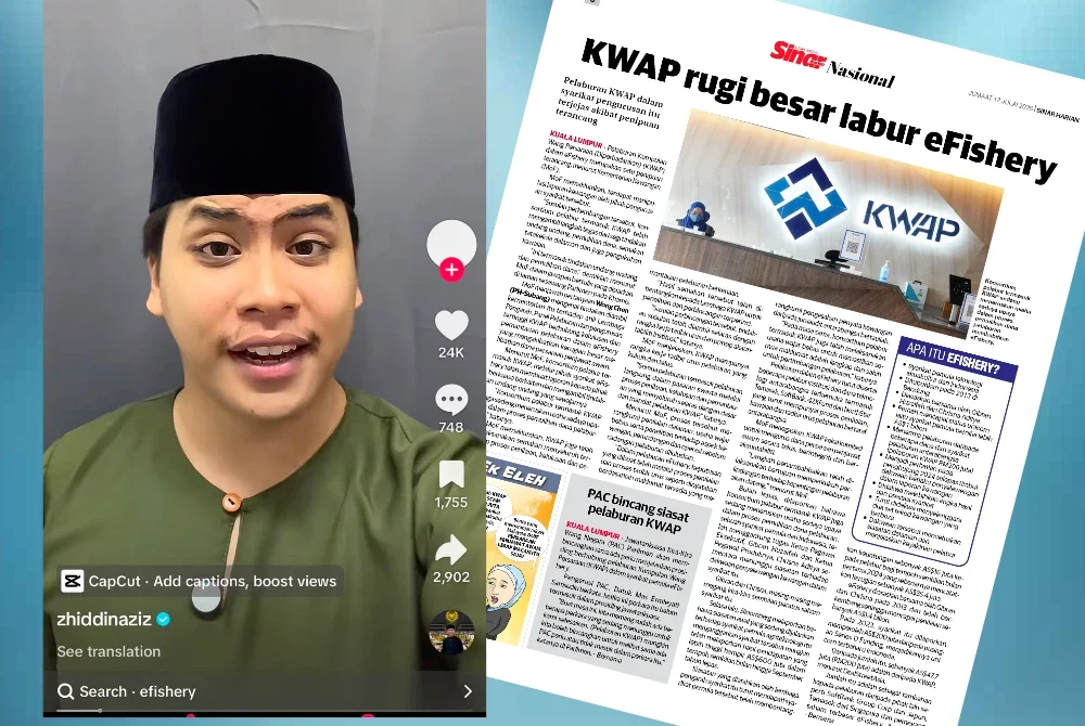 Hantaran Zhiddin di media sosial mengenai pelaburan KWAP dalam eFishery.