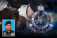Polis menahan seorang lelaki tempatan berusia 34 tahun di lokasi penemuan bayi serta remaja perempuan terbabit. Gambar kecil: M Kumarasan