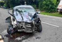 Nahas mengakibatkan dua beranak maut di Jalan Temenggung Ahmad, Muar.