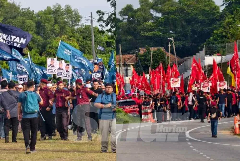Walaupun saling berbalas sorakan, keadaan kekal terkawal dengan penyokong masing-masing berada di kawasan yang ditetapkan polis sambil mengibarkan bendera parti dan sepanduk sebagai tanda sokongan kepada calon.