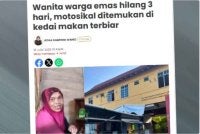 Laporan Sinar Harian berhubung wanita warga emas hilang, motosikal ditemukan di kedai makan terbiar