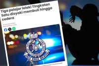 Laporan Sinar Harian mengenai tiga pelajar lelaki Tingkatan Satu ditahan bagi membantu siasatan kes seorang rakan sekolah yang mengalami keretakan buku lali kiri selepas dipercayai menjadi mangsa buli.